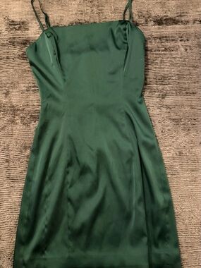Sunday Best Dark Emerald Strapless Satin Dress